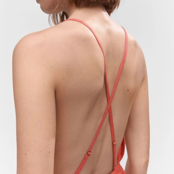 Mango open back jumpsuit with halter neck crochet details - Picture 3 of 6